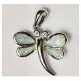 STERLING SILVER CREATED OPAL & CUBIC ZIRCONIA