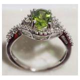 STERLING SILVER PERIDOT RING