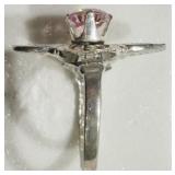 STERLING SILVER PINK CUBIC ZIRCONIA RING