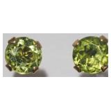 10K GOLD PERIDOT (3MM) ROUND CUT STUD EARRINGS