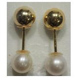 STERLING SILVER GOLD PLATED PEARL REVERSIBLE