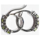 STERLING SILVER PERIDOT CUBIC ZIRCONIA EARRINGS