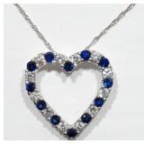 STERLING SILVER CREATED SAPPHIRE CUBIC ZIRCONIA