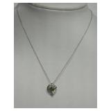 STERLING SILVER PERIDOT HEART SHAPED NECKLACE