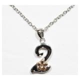 STERLING SILVER RHODIUM DIAMOND NUMBER 2 PENDANT