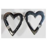 STERLING SILVER DIAMOND HEART SHAPED EARRINGS