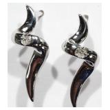 STERLING SILVER DIAMOND EARRINGS