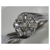 STERLING SILVER AND DIAMOND RING