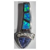 STERLING SILVER CREATED OPAL, TANZANITE