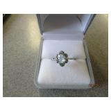 LADIES 14K WHITE GOLD AND AQUAMARINE RING