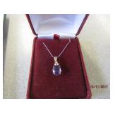 LADIES 14 K WHITE GOOLD AND AMETHYST DROP STYLE