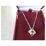 14K WHITE GOLD DIAMOND AND RUBY PENDANT