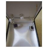 LADIES 14K WHITE GOLD AND AMETHYST EARRINGS