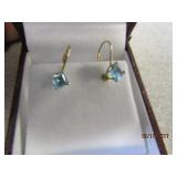 FRENCH BACK EARRINGS WITH BLUE TOPAZ