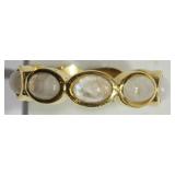STERLING SILVER GOLD PLATED MOTHER OF PEARL RING