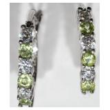 STERLING SILVER PERIDOT CUBIC ZIRCONIA EARRINGS