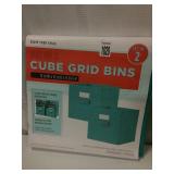 SET OF 2 CUBE GRID BINS 12IN W X 12IN D X11.8IN H