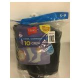HANES CREW SOCKS 10 PAIRS SIZE 5-9