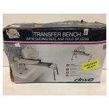 TRANSFER BENCH WITH SLIDING SEAT & FOLD UP LEGS