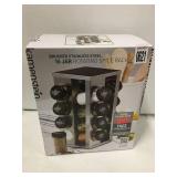 BRUSHED STAINLESS STEEL 16 JAR ROTATING SPICE RACK