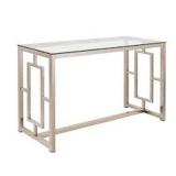 COASTER GLASS TOP SOFA TABLE IN SATIN NICKEL COASTER GLASS TOP SOFA TABLE IN SATIN NICKEL