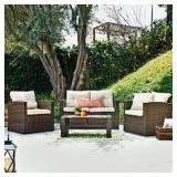 RATAN 4-PIECE OUTDOOR WICKER CONVERSATION SET