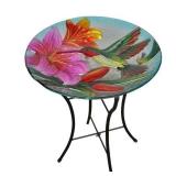 PEAKTOP HUMMINGBIRD GLASS BIRDBATH W/ STAND
