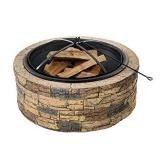 SUN JOE 35" CAST STONE FIRE PIT