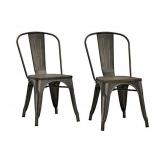 DOREL METAL DINING CHAIRS W/ WOOD SEAT