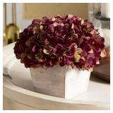 LARK MANOR HYDRANGEA IN WHITE-WASHED WOOD CUBE