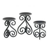 SCROLLWORK CANDLE STAND TRIO