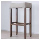 HYLIE PUB-HEIGHT UPHOLSTERED STOOL PALE BEIGE