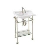 ROHL FINISHED BRASS WASHSTAND WITH GLASS SHELF ROHL FINISHED BRASS WASHSTAND WITH GLASS SHELF