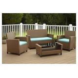 COSCO 4 PIECE MALMO RESIN WICKER PATIO SET BROWN COSCO 4 PIECE MALMO RESIN WICKER PATIO SET BROWN