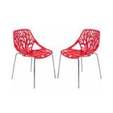 LEISUREMOD ASBURY MODERN RED/CHROME CHAIRS 4 TOTAL LEISUREMOD ASBURY MODERN RED/CHROME CHAIRS 4 TOTAL