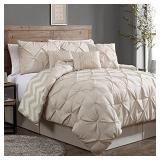 7 PIECE ELLA PINCH PLEAT COMFORTER SET KING TAUPE 7 PIECE ELLA PINCH PLEAT COMFORTER SET KING TAUPE