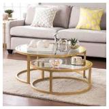 2PC NESTING COCKTAIL TABLE SET GOLD (NOT 2PC NESTING COCKTAIL TABLE SET GOLD (NOT