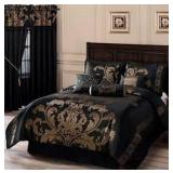 CHEZMOI COLLECTION 7 PIECE JACQUARD COMFORTER SET