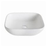 WHITE CERAMIC SOFT SQUARE VESSEL BATHROOM SINK