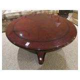 INLAID ROUND COCKTAIL TABLE - CHERRY FINISH INLAID ROUND COCKTAIL TABLE - CHERRY FINISH