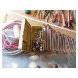LOT ASSORTED WRENCHES / SOCKETS / AIR HOSE / MISC LOT ASSORTED WRENCHES / SOCKETS / AIR HOSE / MISC