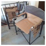 (2) FOLDING DIRECTOR CHAIRS ATTACHED SIDE TABLE (2) FOLDING DIRECTOR CHAIRS ATTACHED SIDE TABLE