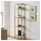 CROSLEY FURNITURE NARROW ETAGERE BOOKCASE-GOLD CROSLEY FURNITURE NARROW ETAGERE BOOKCASE-GOLD