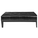 SAFAVIEH WOOD LEATHER OTTOMAN (NOT ASSEMBLED)