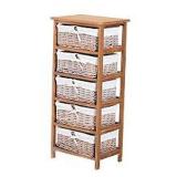 HOMCOM WICKER 5 DRAWER UNIT(NOT ASSEMBLED)