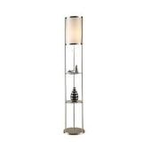 BRUSHED STEEL SHELF FLOOR LAMP