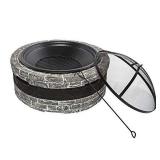 SUNJOE 28" CAST STONE FIRE PIT