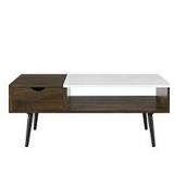 WALKER EDISON WOOD & FAUX MARBLE COFFEE TABLE