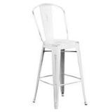 DISTRESSED WHITE BAR STOOL(USED; NOT ASSEMBLED)