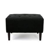 BLACK VELVET TUFTED OTTOMAN